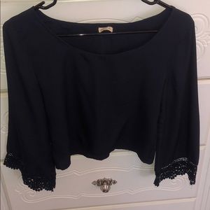hollister navy blue long sleeve blouse